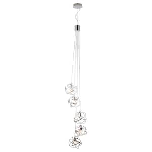 Doodley 5-Light Polished Chrome Cluster Chandelier for Stairsway Foyer with No Bulbs Included