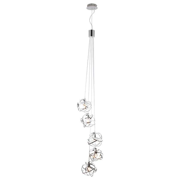 Unbranded Doodley 5-Light Polished Chrome Cluster Chandelier for Stairsway Foyer with No Bulbs Included