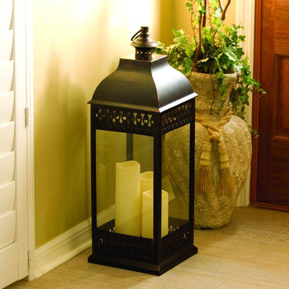 Antique Bronze Rustic Chic Triple LED Candle Hanging Lantern