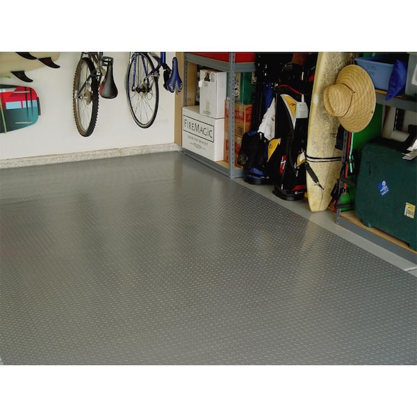 5 ft. x 7.5 ft. Pewter Textured Vinyl Motorcycle Mat