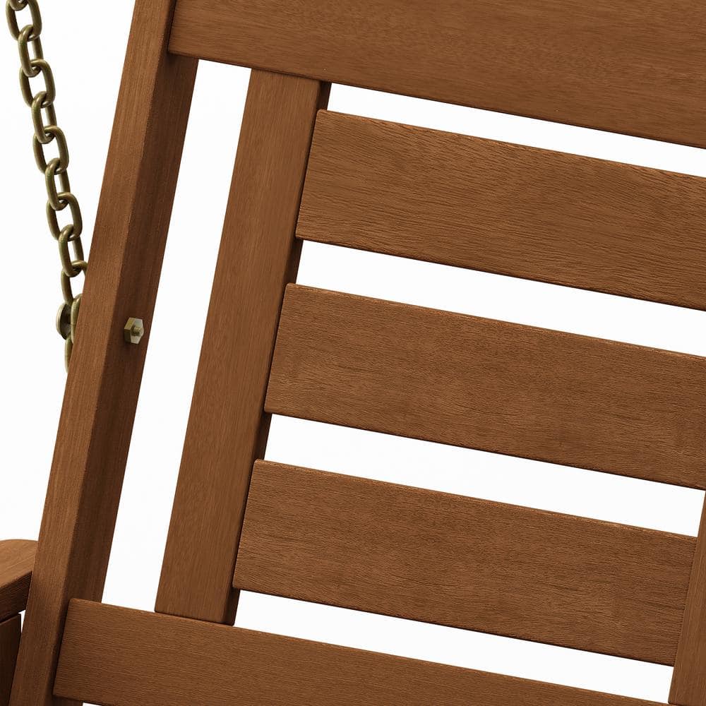 Tioman Natural Hardwood 3-Person Outdoor Porch Swing with Stand