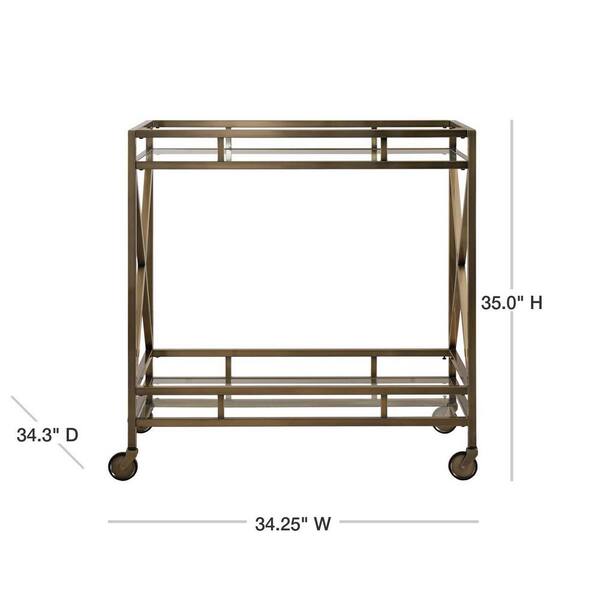 Brentwood Antique Brass Bar Cart - Hudson Grace