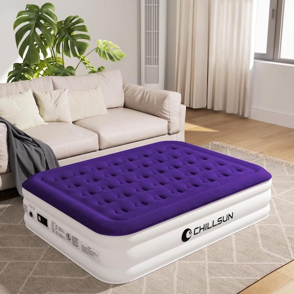 Angel Sar 16 in. Purple Foldable Portable Queen Air Mattress with