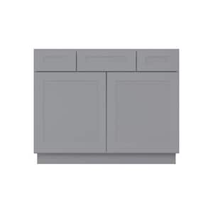 2-Drawer 48 in. W x 21 in. D x 34.5 in. H Ready to Assemble Bath Vanity Cabinet without Top in Shaker Grey