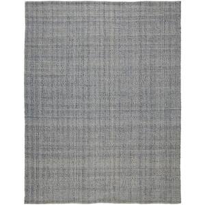 9 X 12 Gray and Ivory Solid Color Area Rug
