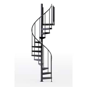 Condor Black Interior 42in Diameter, Fits Height 93.5in - 104.5in, 2 36in Tall Platform Rails Spiral Staircase Kit