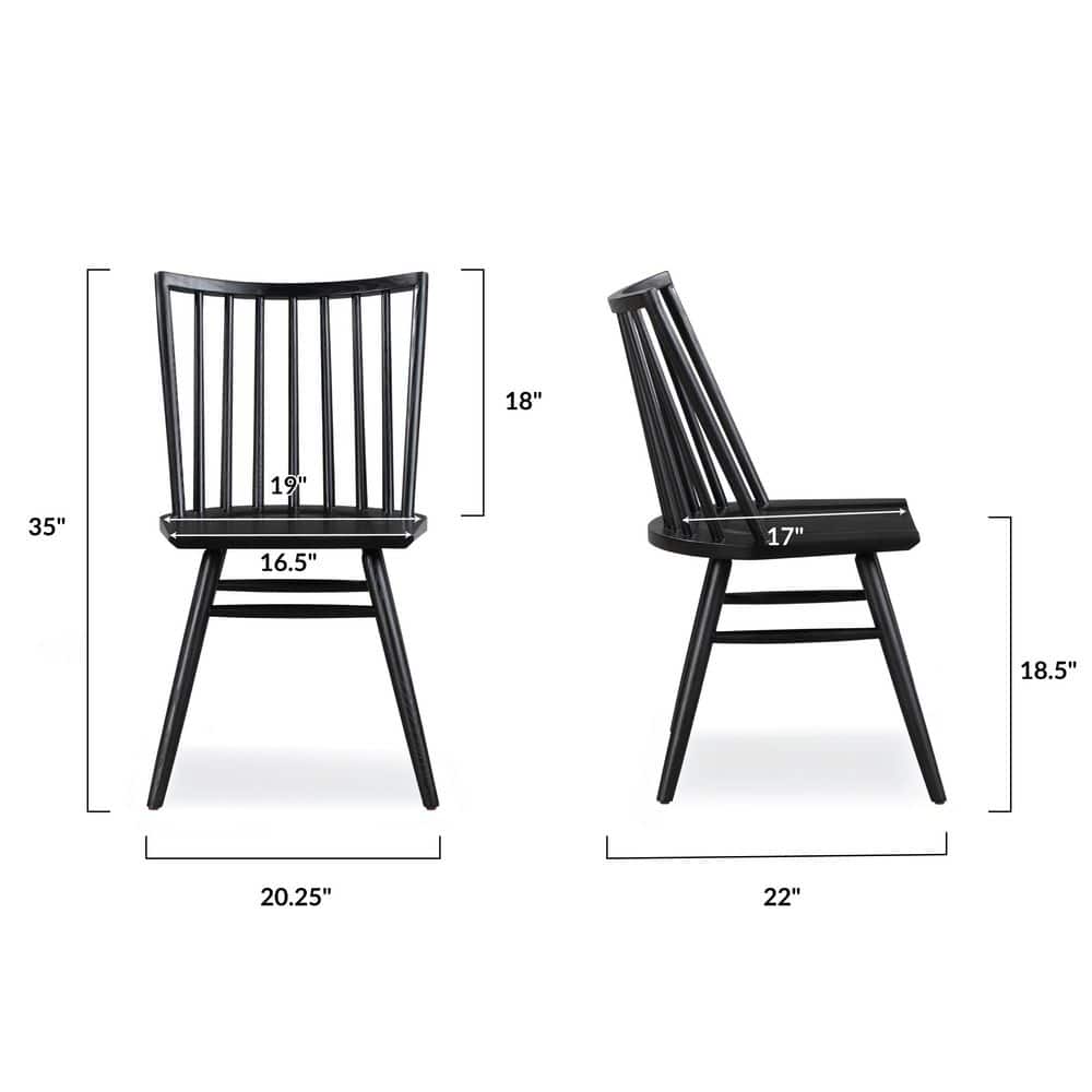 Black High Back Solid Wood Slat Dining Chair