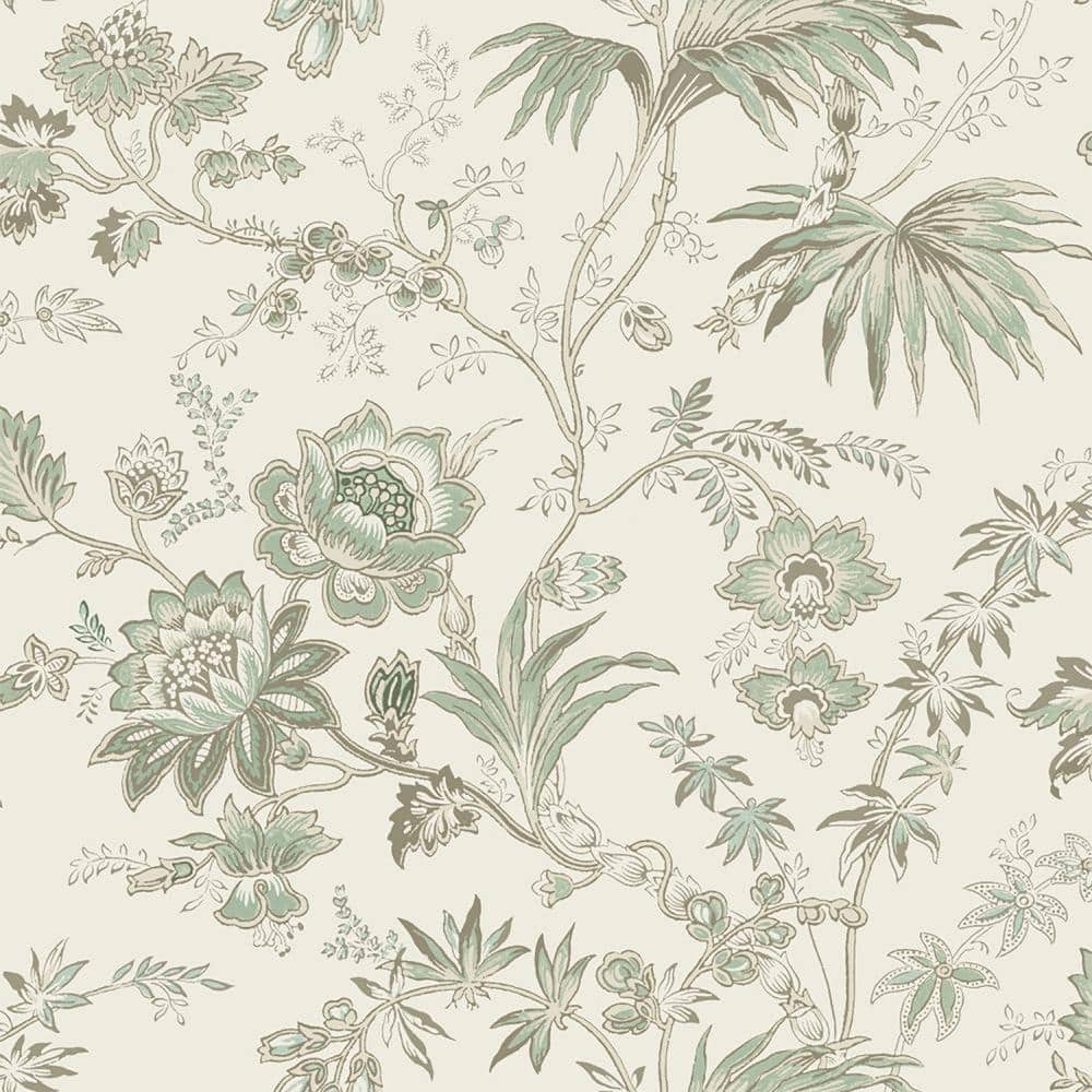 Juliet Neutral Jacobean Floral Non-Woven Wallpaper, 20.9" x 33'