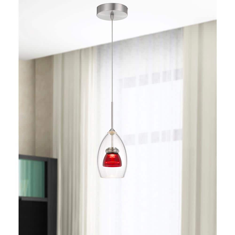 Luminous Mini LED Double Glass Pendant Light in Red Clear - 159"