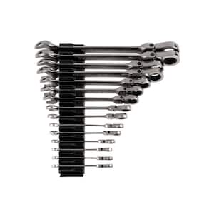 15-Piece (1/4-1 in.) Flex Head 12-Point Ratcheting Combination Wrench Set with Modular Slotted Organizer