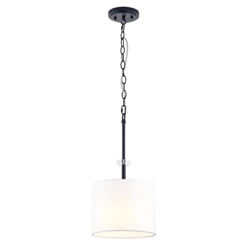 Home Decorators Collection Dawson 1-Light Matte Black Finish Shaded ...