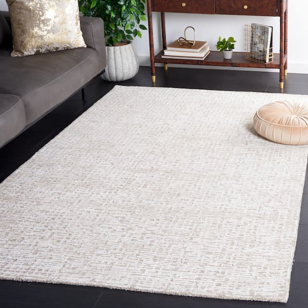 Glamour 6 ft. x 6 ft. Natural/Ivory Marle Crosshatch square Area Rug