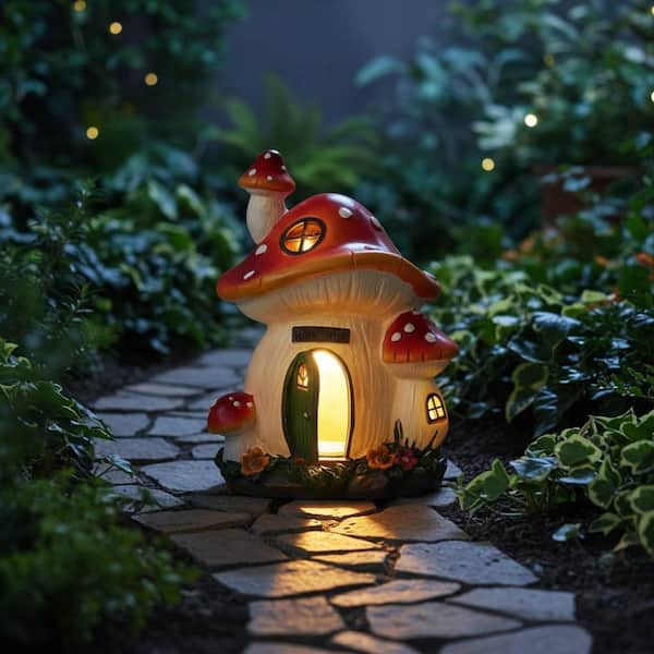 Outdoor Decoration White Mushroom House Garden Statue AL1YF11
