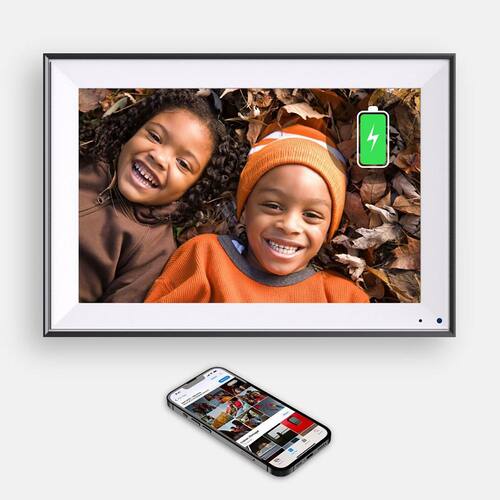 10.1 in. Black Rechargeable Digital Picture Frame with Wi-fi HD Output Resolution Smart Devices