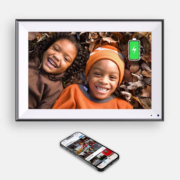 10.1 in. Black Rechargeable Digital Picture Frame with Wi-fi HD Output Resolution