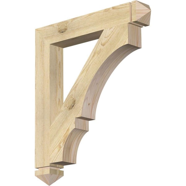 Ekena Millwork 4 in. x 32 in. x 28 in. Douglas Fir Balboa Arts and Crafts Rough Sawn Bracket