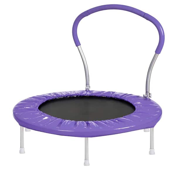 Tidoin 36 in. Purple Kids Trampoline with Handrail, Mini Toddler Trampoline