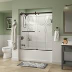 Simplicity 60 x 58-3/4 in. Frameless Contemporary Sliding Bathtub Door in Bronze with Tranquility Glass