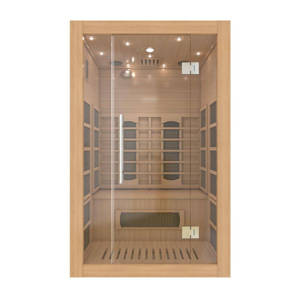 Everyday Spa 47 in. L x 41 in. W 2-Person Capacity Indoor/Outdoor Hemlock Infrared Sauna with Built-In Bench