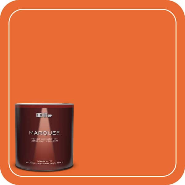 BEHR MARQUEE 1 qt. #220B-7 Electric Orange Matte Interior Paint & Primer