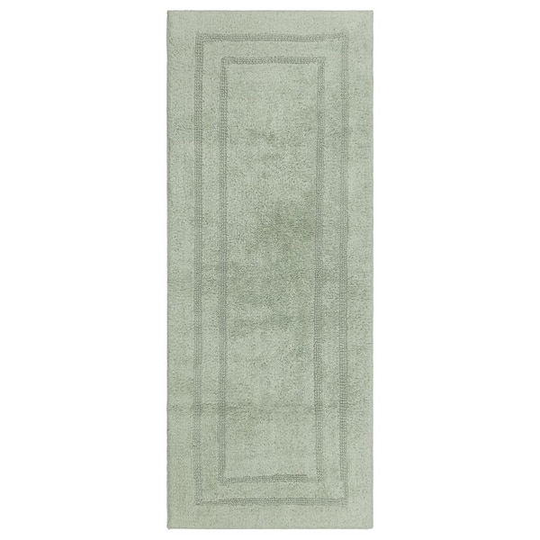 Cotton Reversible Seaglass 24 in. x 60 in. Green Cotton Machine Washable Bath Mat