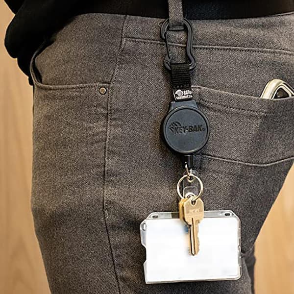 KEY-BAK® Mini-Bak Retractable Badge Holder - Grey