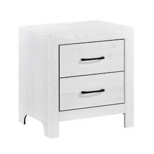 23.5 in. White and Black 2-Drawer Wooden Nightstand