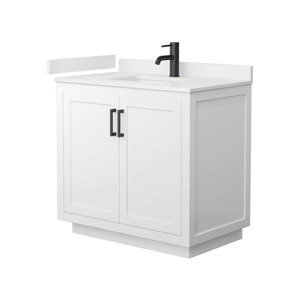 Miranda 36" White Freestanding Single Bathroom Vanity with Quartz Top