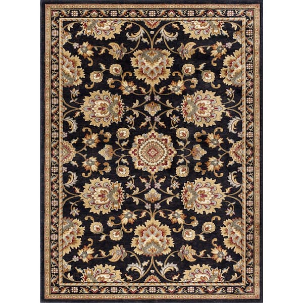 Sensation Border Black 9 ft. x 12 ft. Indoor Area Rug