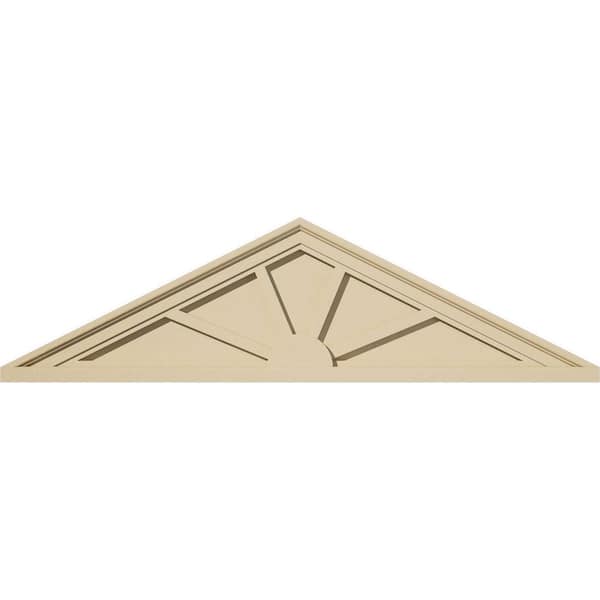 Ekena Millwork 40-in W x 11-in H x 2-in P (Pitch 6/12) Peaked Cap 4-SpokeSignature Urethane Pediment, Primed Tan