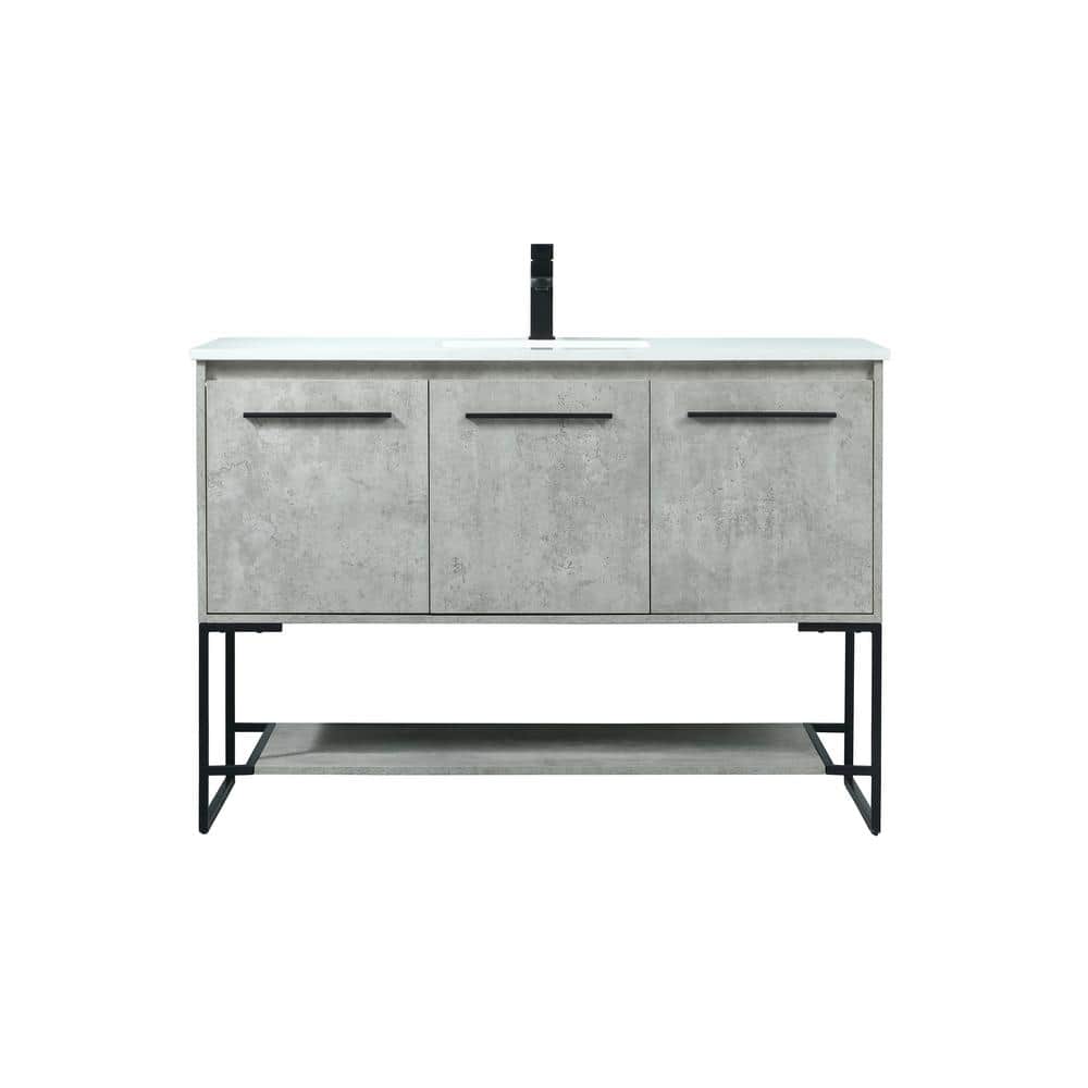 Timeless Home 48 in. W Single Bath Vanity in Concrete Grey with Engineered 