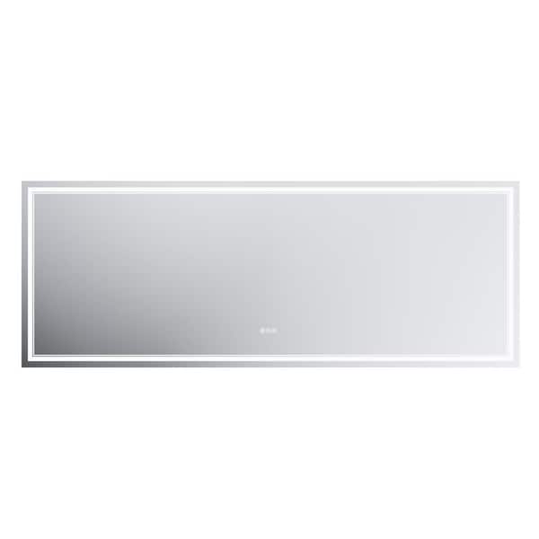 FUNKOL 96 in. W x 36 in. H Large Rectangular Frameless LED Light Anti-Fog Wall Mount Bathroom Vanity Mirror in White
