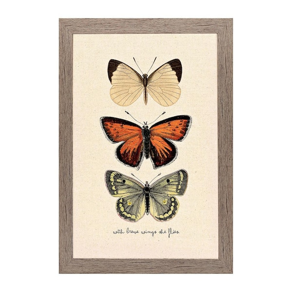 Unbranded Homespun Faith Collection "Brave Wings" by Carpentree Framed Natural Canvas Wall Art