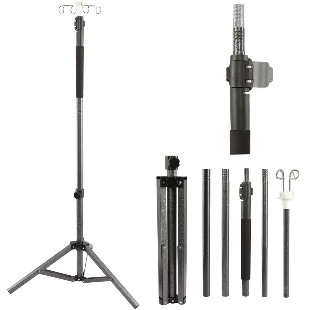 46 in. to 85 in. Telescopic Stainless Steel Stabilizing Tripod IV Poles, Portable IV Stand with 4 IV Bag Holder