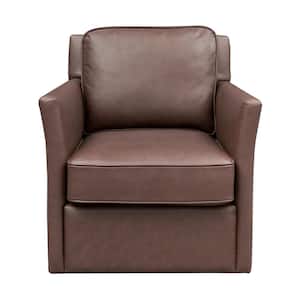 Everett Umber Brown Top Grain Leather Upholstery Accent Chair with Swivel