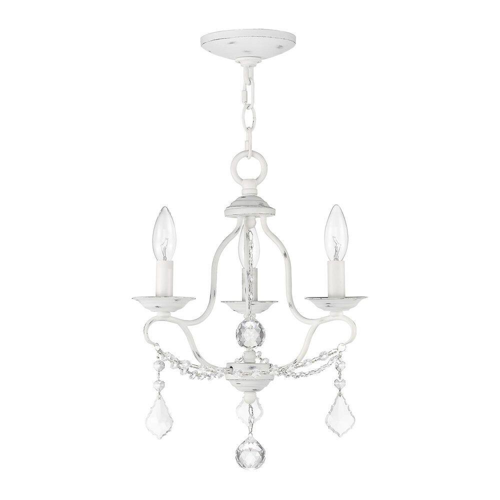 Antique White Mini 3-Light Candle Chandelier