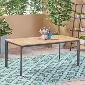 70 in. Rectangular Aluminum Outdoor Dining Table with Wood Top