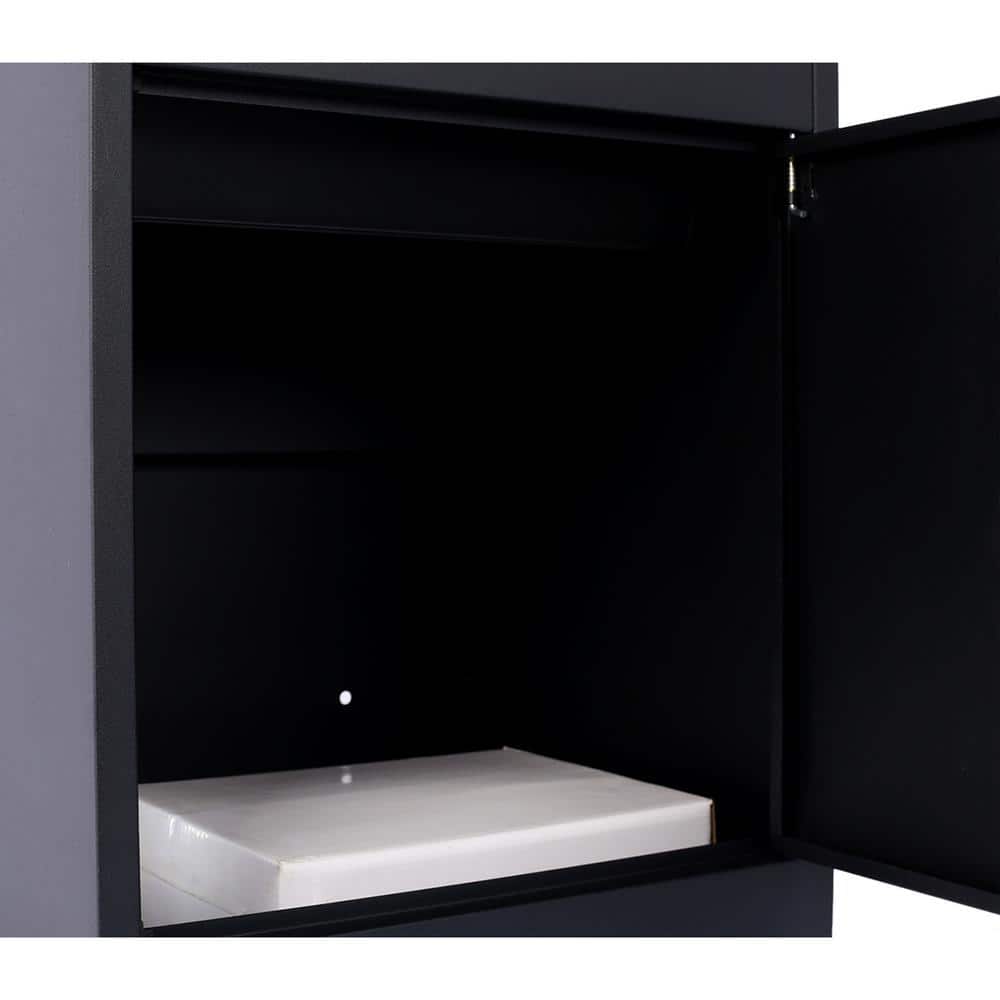 Black Extra Large Lockable Galvanized Steel Parcel Mailbox