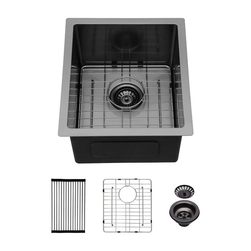 15 in. Undermount Single Bowl 16 Gauge Gunmetal Black Stainless Steel Kitchen Sink with 10 Inch Deep price history on PriceWatchPro