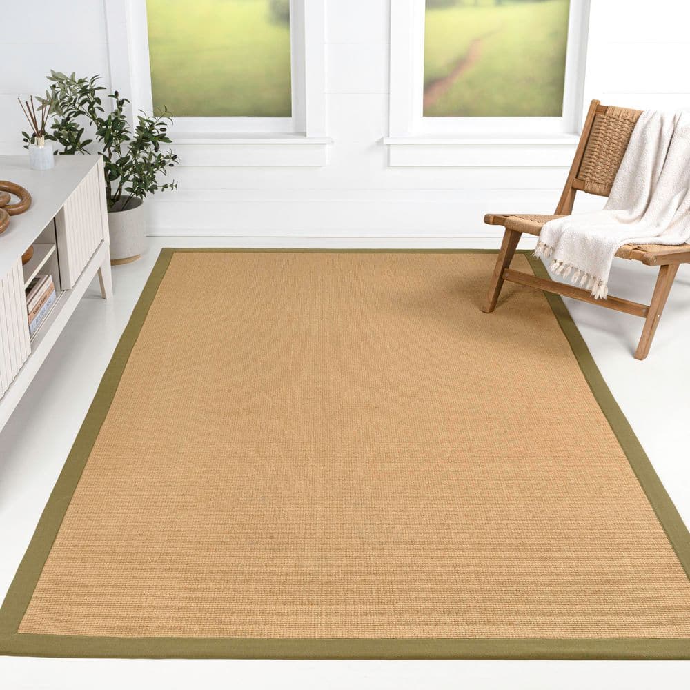 Camden Farmhouse Cottage Border Jute Natural/Olive 5 ft. x 8 ft. Area Rug price history on PriceWatchPro