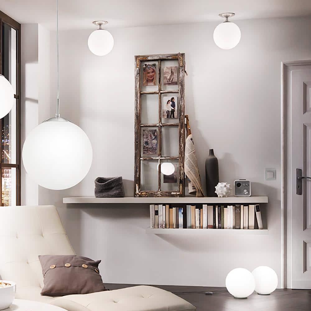 Matte Nickel Frosted Glass Globe Pendant Light