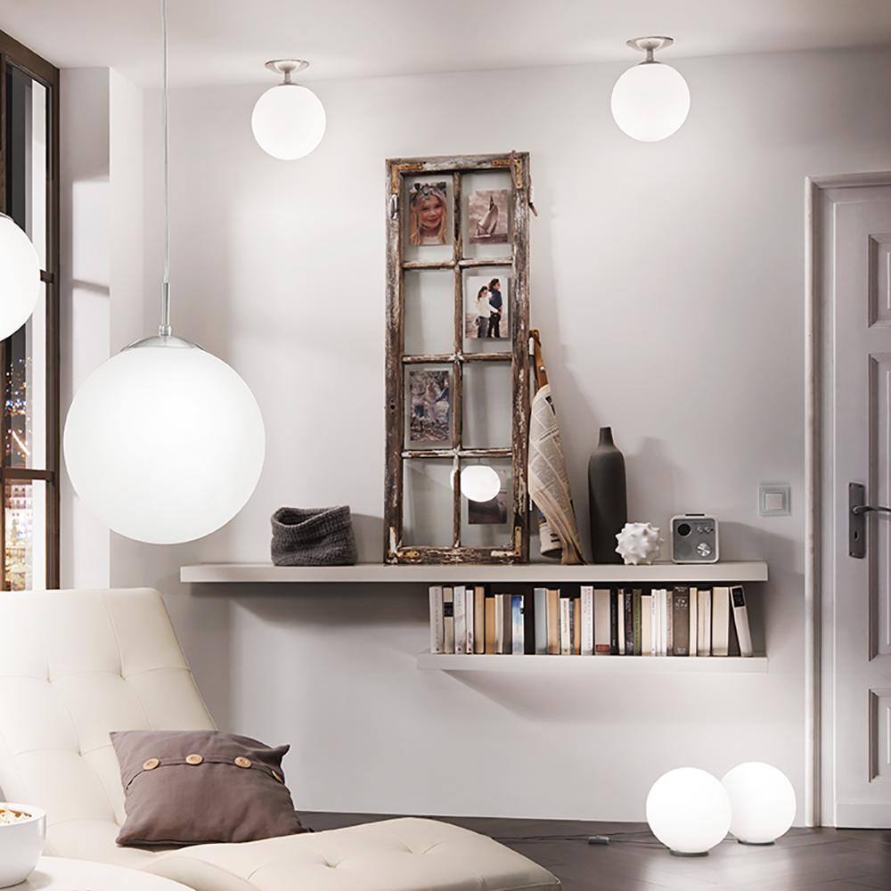 Matte Nickel and Frosted Glass Globe Pendant Light