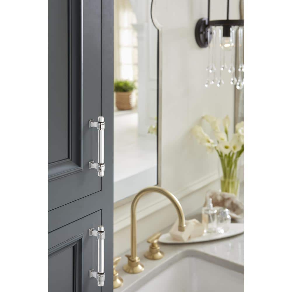 Glacio Clear and Polished Chrome 3-3/4 inch Cabinet Pull