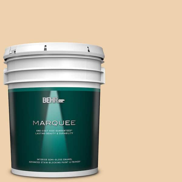BEHR MARQUEE 5 gal. #MQ3-43 Ceramic Beige One-Coat Hide Semi-Gloss Enamel Interior Paint & Primer