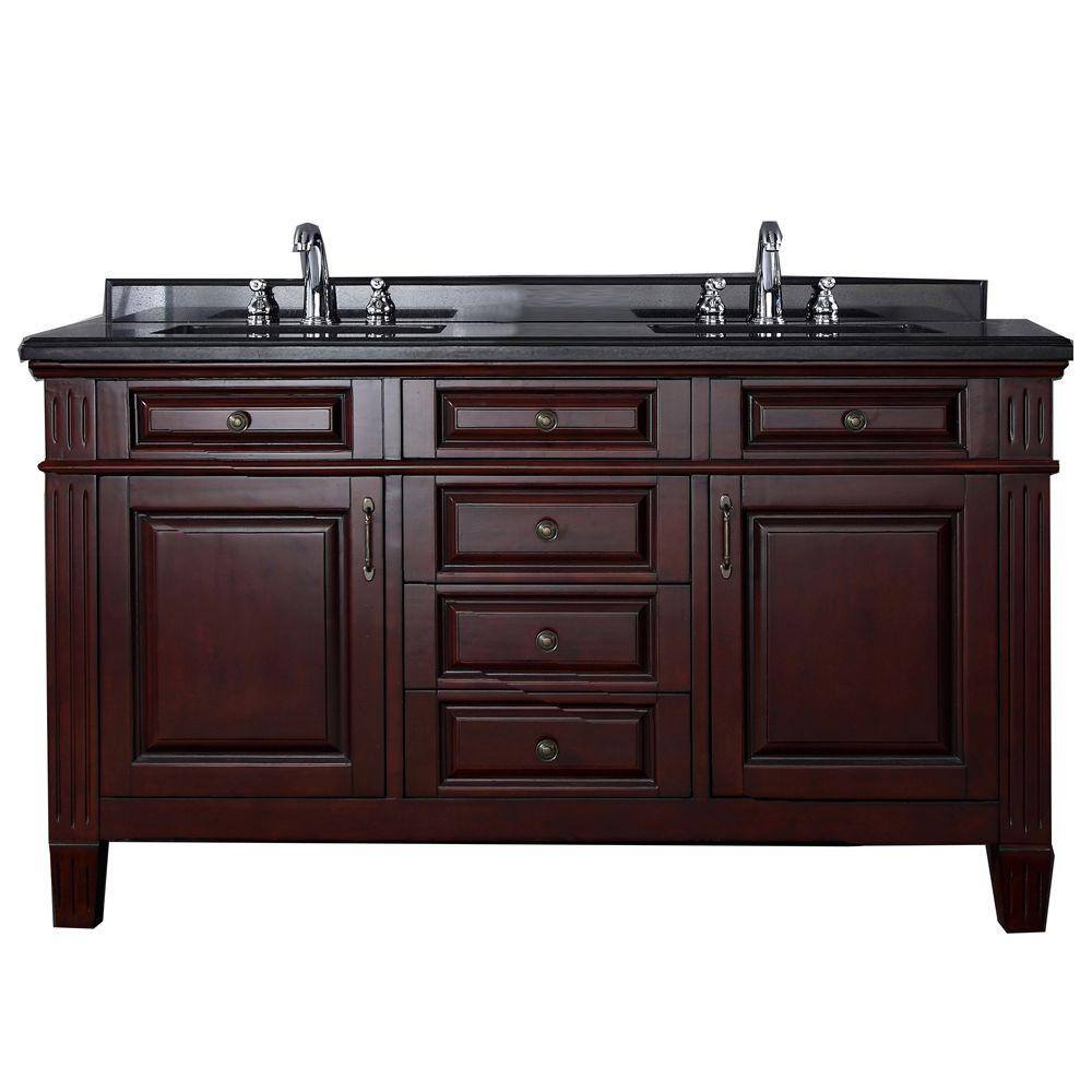 Carsen 60 In Vanity In Chocolate With Granite Vanity Top In Black Bfcarsen60 The Home Depot