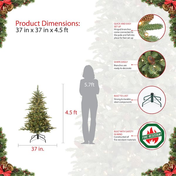 Christmas Decor Tree 4.5 ft Pre-Lit Artificial Aspen Green Fir With 250 Light 