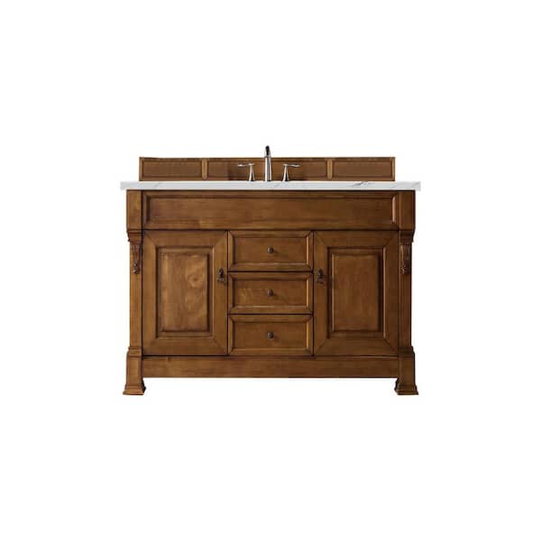 James Martin Vanities Brookfield 60 in. W x 23.5 in. D x 34.3 in. H Bathroom Vanity in Country Oak with Ethereal Noctis Quartz Top