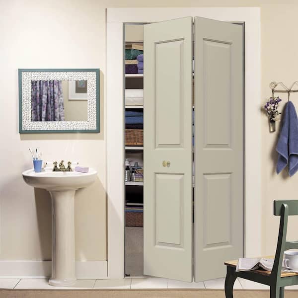 30 in. x 80 in. Carrara 2 Panel Hollow Core Desert Sand Painted Molded Composite Closet Bi-Fold Door