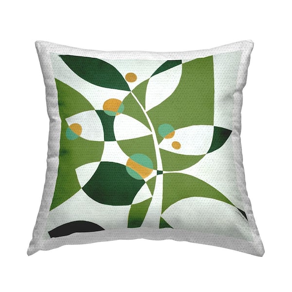 Modern Green Overlapping Leaves Green Square Outdoor Throw Pillow