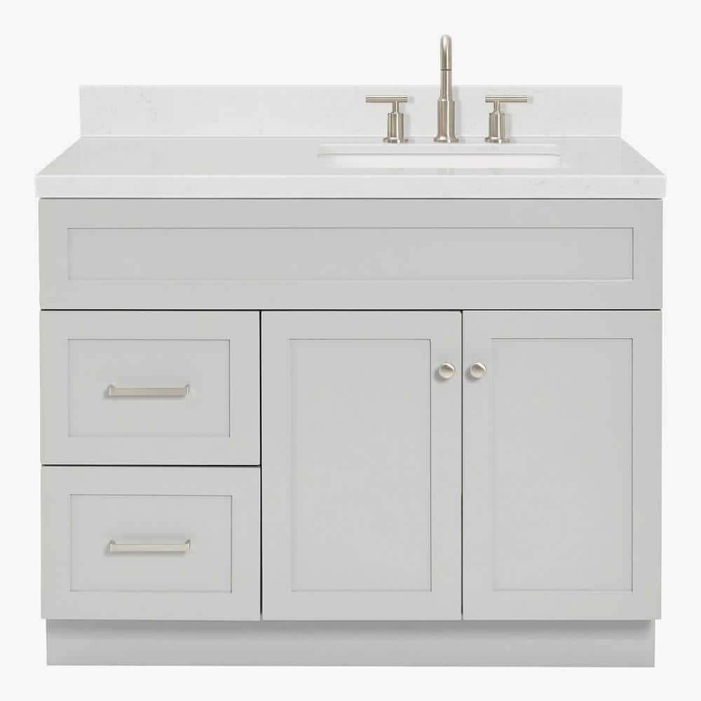 Hamlet 42" Gray Wood Freestanding Single Basin Vanity with Quartz Top